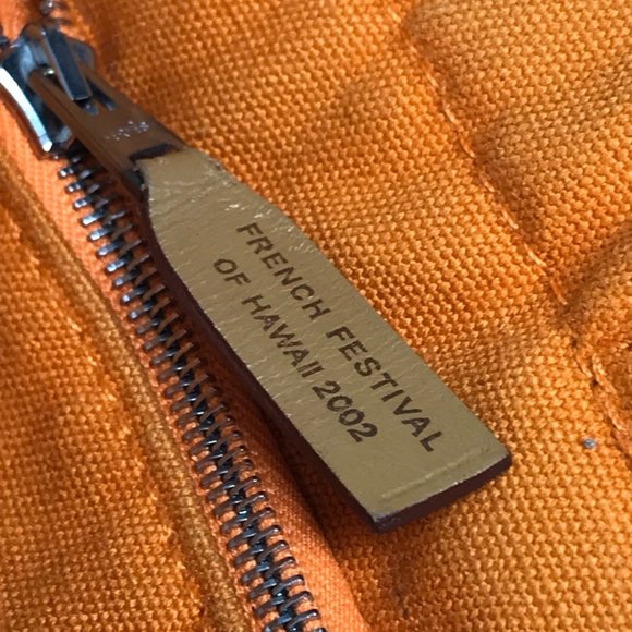 HERMES French Festival Hawaii 2002 Two-tone Foul Tou MM Tote Bag, Cotton, Ora... - Picture 12 of 16